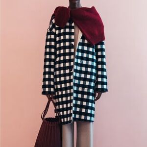 Mansur Gavriel Black and White Checkered Coat
